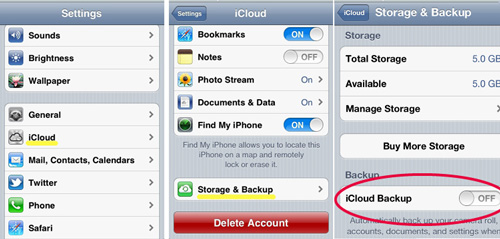 iphone backup via icloud before data erasing