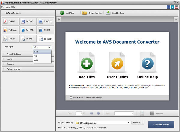 main interface of ppt to epub converter