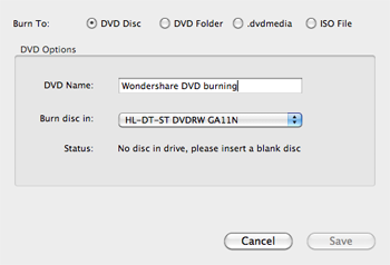 settings for burning dvd from imovie