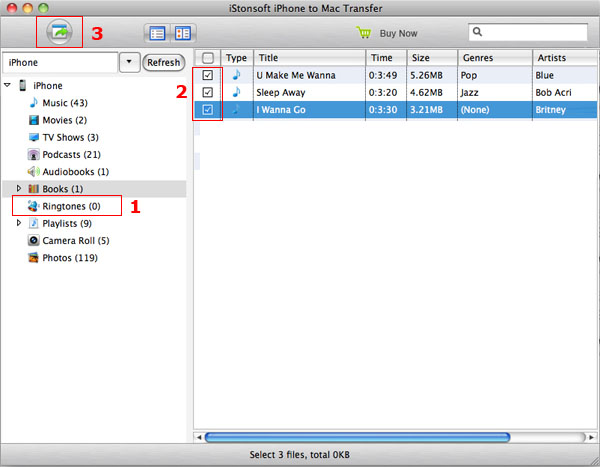 steps of how to copy and trasnfer iphone ringtones to mac os x