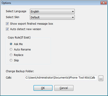 define output folder for ipad contact backup
