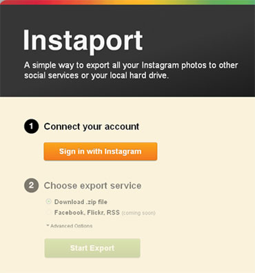 instaport application for instagram backup